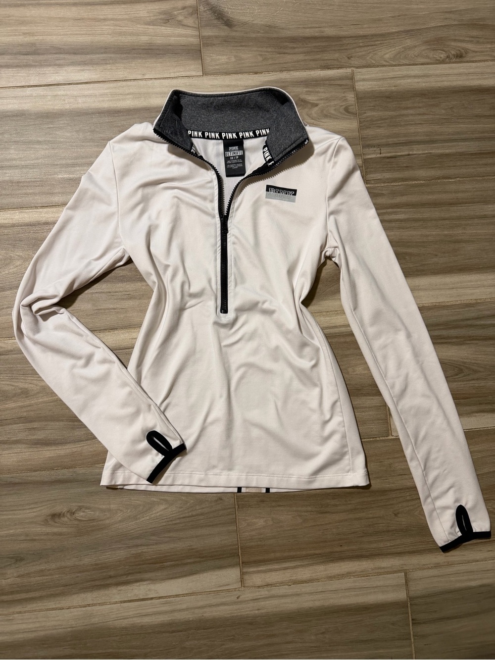 PINK Victoria's Secret Quarter-Zip Performance Sweater in White